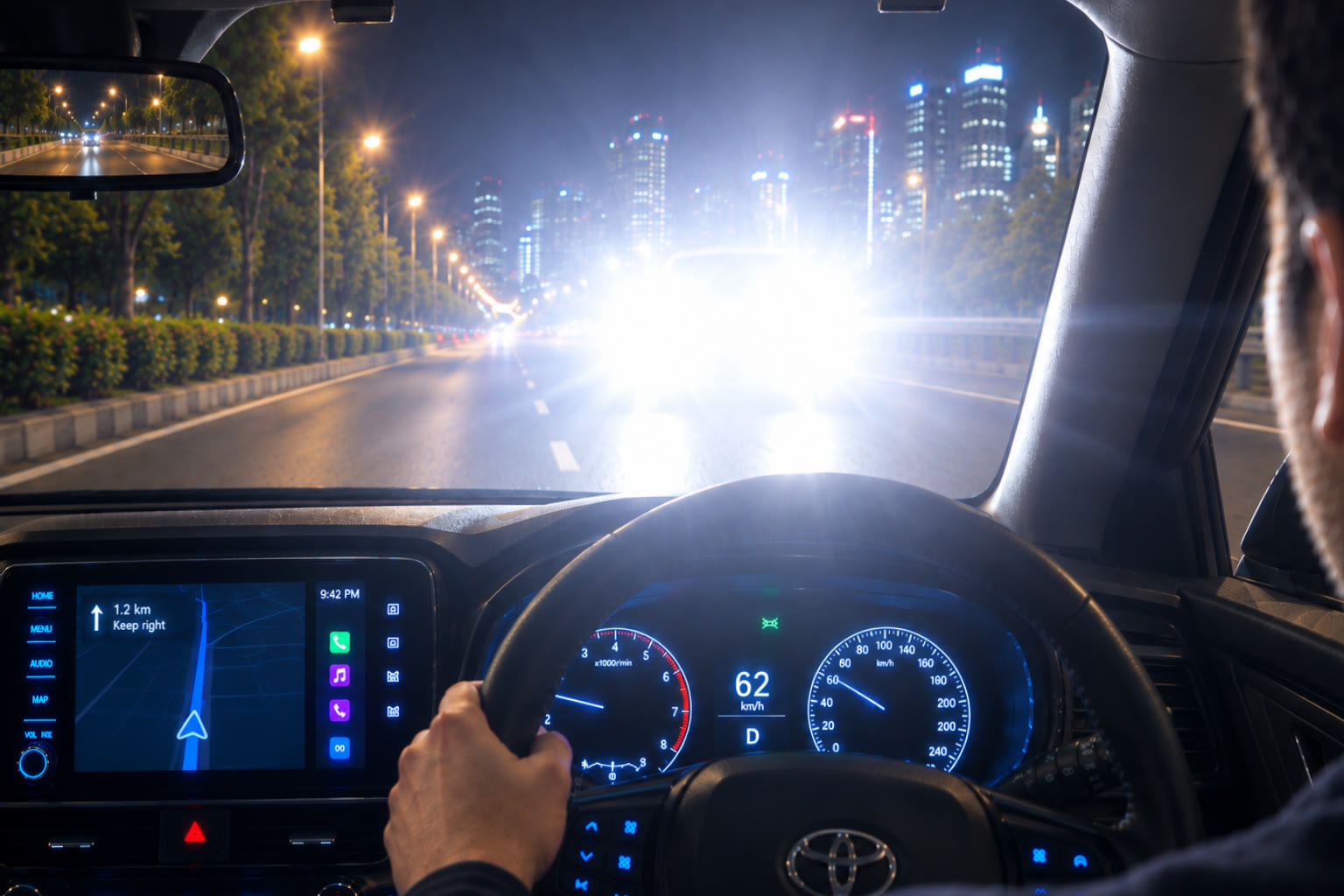 Oncoming high beams without NEON
